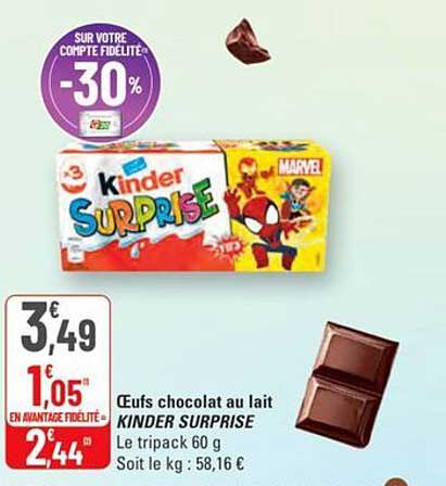 Œufs chocolat au lait KINDER SURPRISE