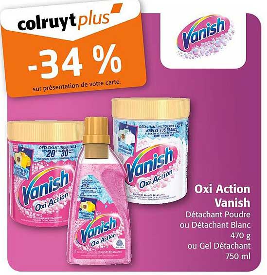 Oxi Action Vanish Détachant Poudre ou Détachant Blanc 470 g ou Gel Détachant 750 ml