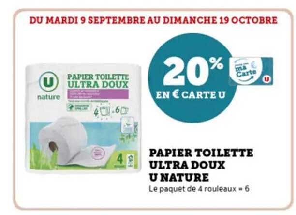 PAPIER TOILETTE ULTRA DOUX U NATURE