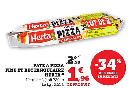 PATE A PIZZA FINE ET RECTANGULAIRE HERTA