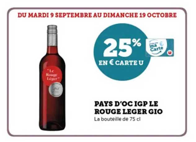 PAYS D'OC IGP LE ROUGE LEGER GIO