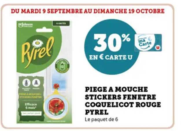 PIEGE A MOUCHE STICKERS FENETRE COQUELICOT ROUGE PYREL