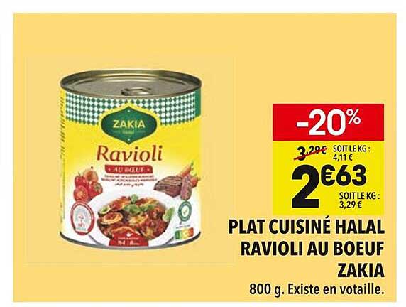PLAT CUISINÉ HALAL RAVIOLI AU BOEUF ZAKIA