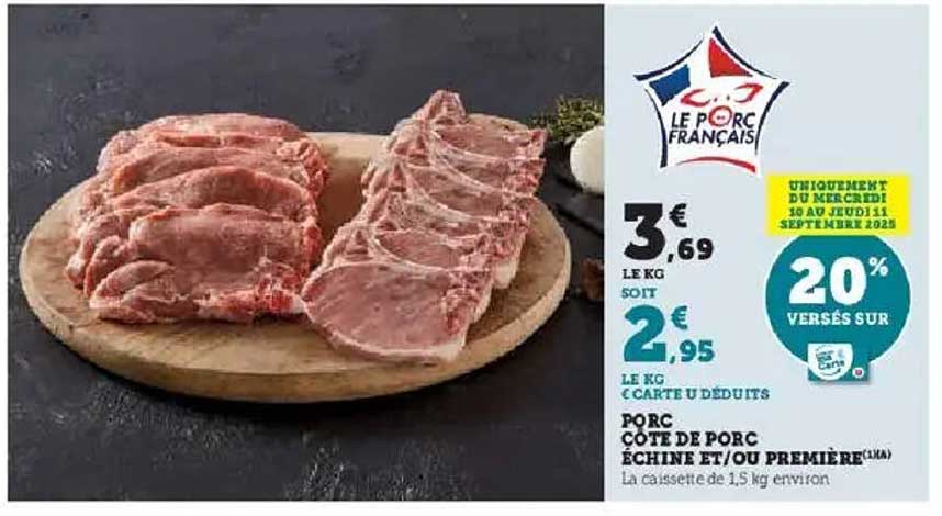 Porc Côte de Porc Échine Et/Ou Première