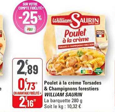 Poulet à la crème Torsades & Champignons forestiers