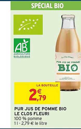 PUR JUS DE POMME BIO LE CLOS FLEURI