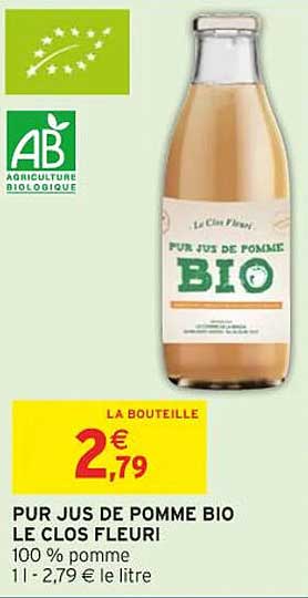 PUR JUS DE POMME BIO LE CLOS FLEURI