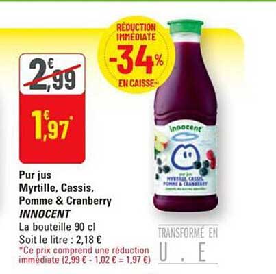 Pur jus Myrtille, Cassis, Pomme & Cranberry INNOCENT