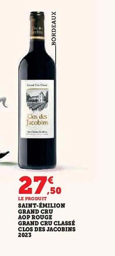 SAINT-ÉMILION GRAND CRU AOP ROUGE GRAND CRU CLASSÉ CLOS DES JACOBINS 2023