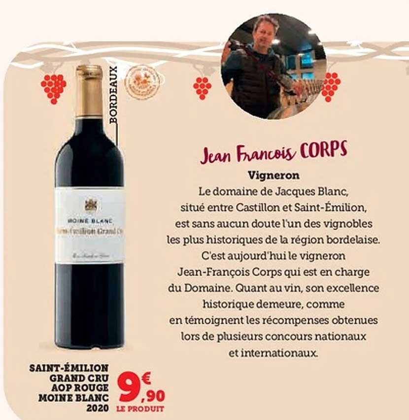 SAINT-ÉMILION GRAND CRU AOP ROUGE MOINE BLANC 2020