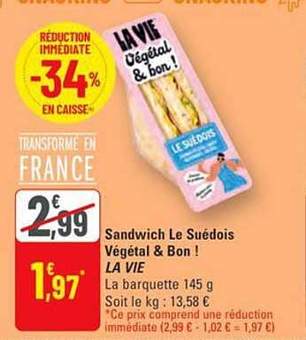 Sandwich Le Suédois Végétal & Bon !
