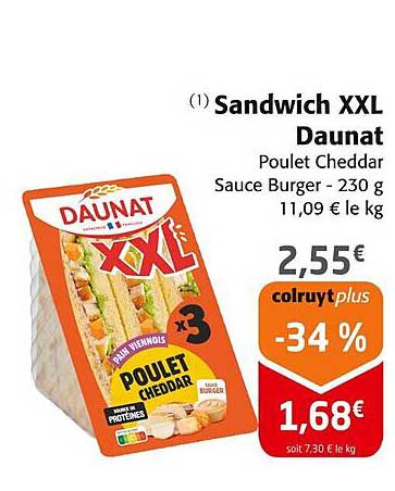 Sandwich XXL Daunat Poulet Cheddar