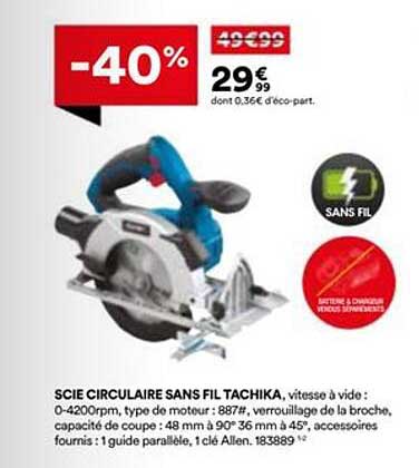 SCIE CIRCULAIRE SANS FIL TACHIKA