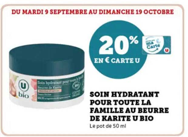 SOIN HYDRATANT POUR TOUTE LA FAMILLE AU BEURRE DE KARITE U BIO