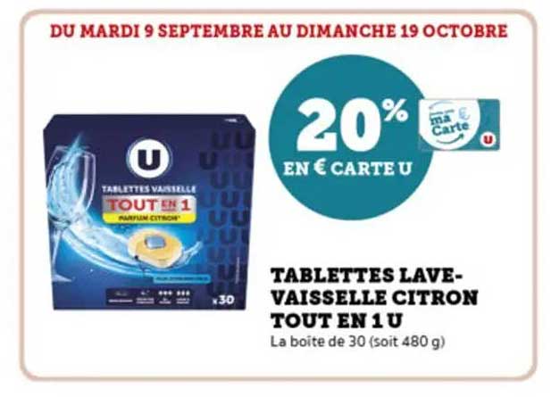 TABLETTES LAVE-VAISSELLE CITRON TOUT EN 1 U
