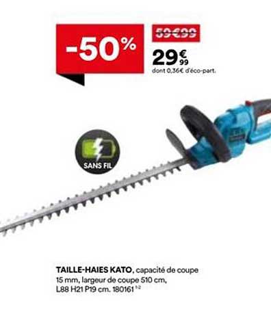 TAILLE-HAIES KATO, capacité de coupe 15 mm, largeur de coupe 510 cm