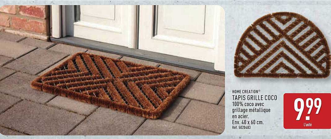 TAPIS GRILLE COCO 100% coco avec grillage métallique en acier.