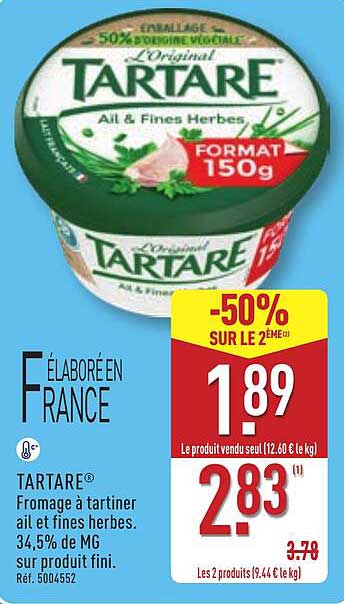 TARTARE® Fromage à tartiner ail et fines herbes