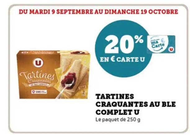 TARTINES CRAQUANTES AU BLE COMPLET U