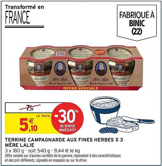 TERRINE CAMPAGNARDE AUX FINES HERBES X 3 MÈRE LALIE