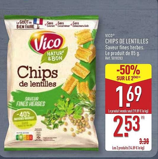 VICO® CHIPS DE LENTILLES Saveur fines herbes