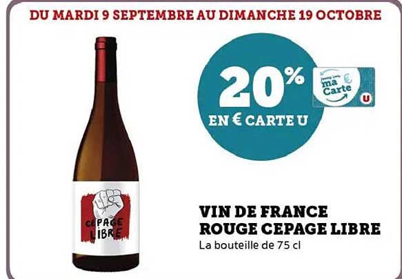 VIN DE FRANCE ROUGE CEPAGE LIBRE