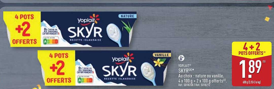 Yoplait® SKYR® - 4 pots + 2 offerts