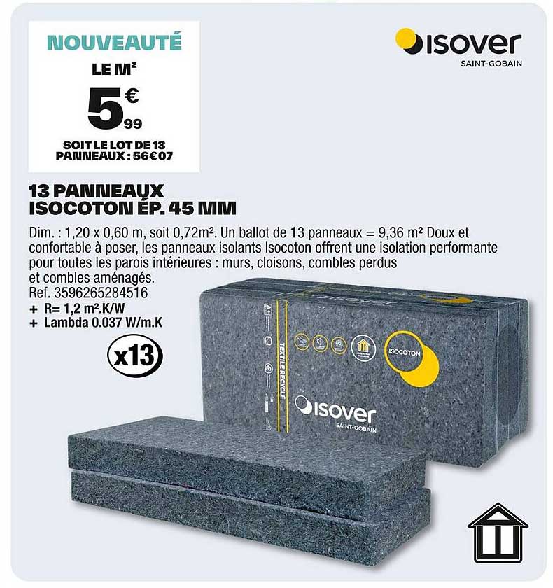 13 Panneaux Isocoton Ép. 45 mm