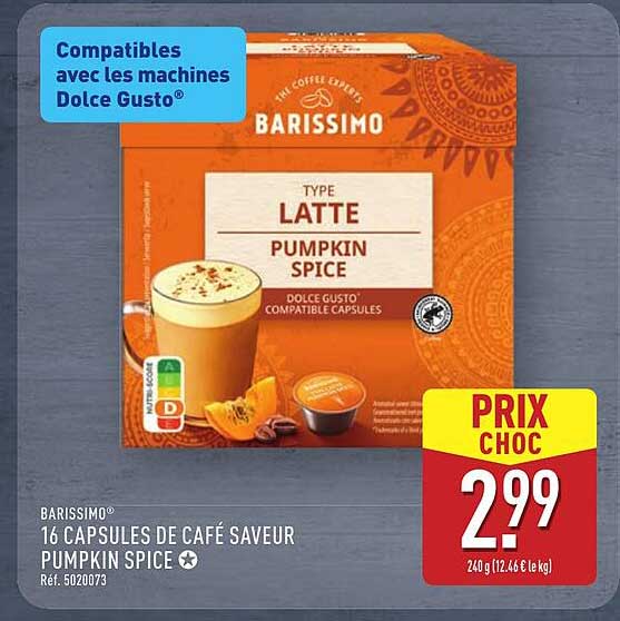 16 CAPSULES DE CAFÉ SAVEUR PUMPKIN SPICE