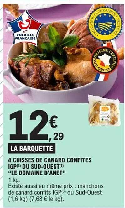 4 CUISSES DE CANARD CONFITES IGP DU SUD-OUEST "LE DOMAINE D'ANET"