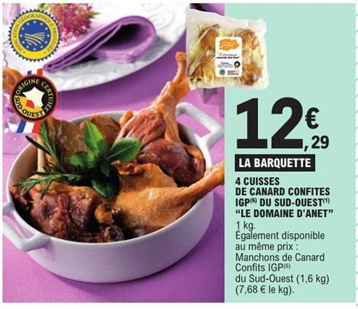 4 CUISSES DE CANARD CONFITES IGP DU SUD-OUEST "LE DOMAINE D'ANET"