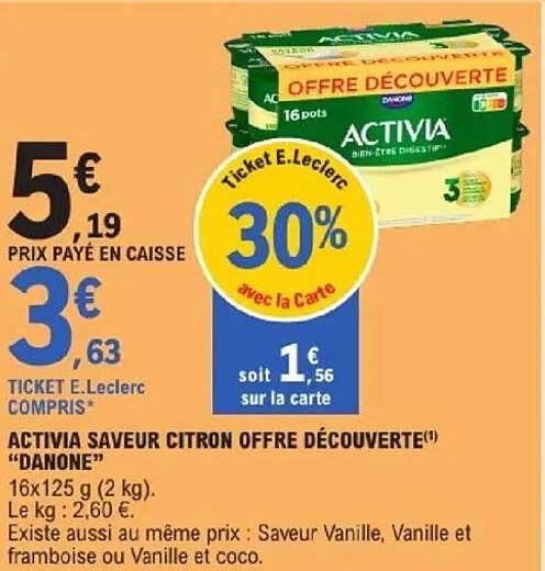 ACTIVIA SAVEUR CITRON OFFRE DÉCOUVERTE