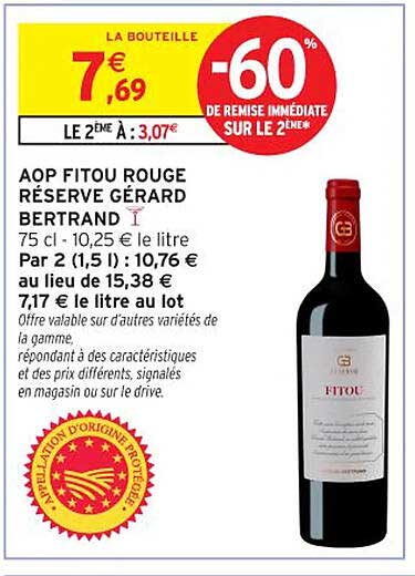 AOP FITOU ROUGE RÉSERVE GÉRARD BERTRAND
