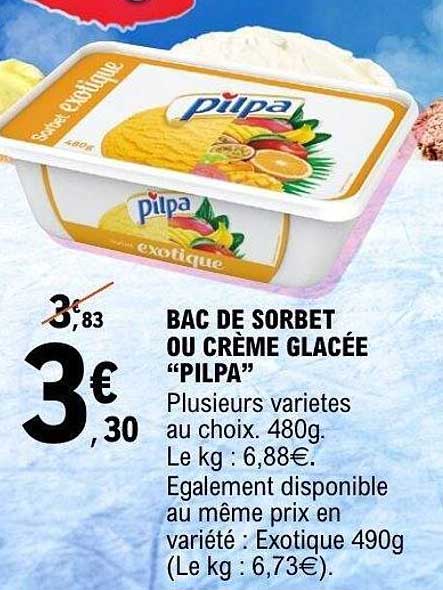 BAC DE SORBET OU CRÈME GLACÉE "PILPA"