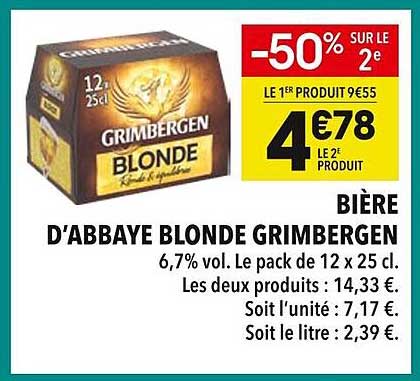 BIÈRE D'ABBAYE BLONDE GRIMBERGEN
