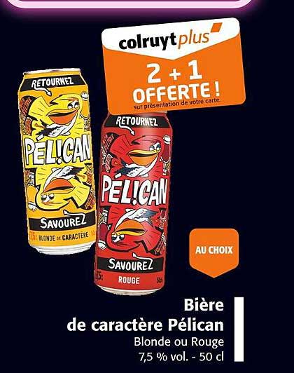 Bière de caractère Pélican - Blonde ou Rouge