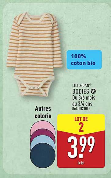 BODIES LILY & DAN® Du 3/6 mois au 3/4 ans