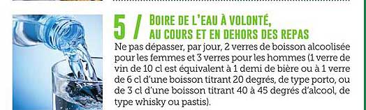 Boire de l'eau à volonté, au cours et en dehors des repas
