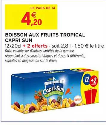 BOISSON AUX FRUITS TROPICAL CAPRI SUN