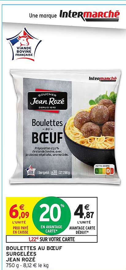 BOULETTES AU BŒUF SURGELÉES JEAN ROZÉ
