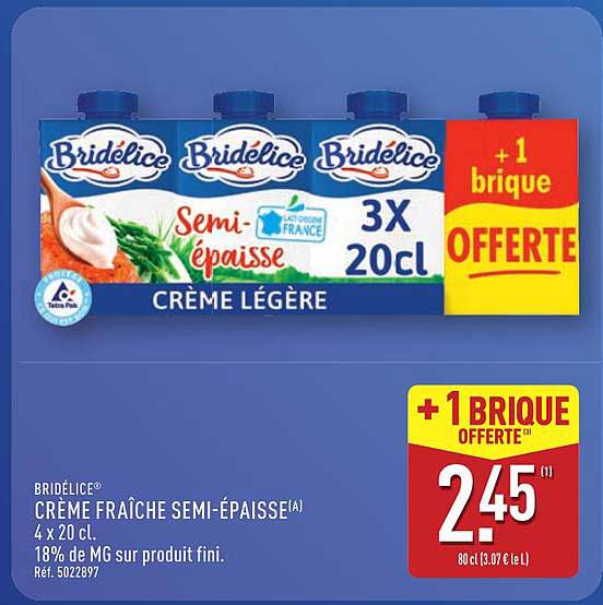 BRIDÉLICE® CRÈME FRAÎCHE SEMI-ÉPAISSE(A) 4 x 20 CL