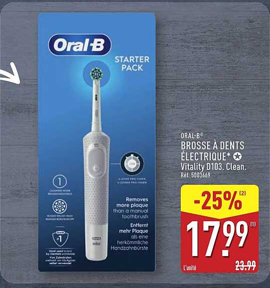 BROSSE À DENTS ÉLECTRIQUE* Vitality D103. Clean.