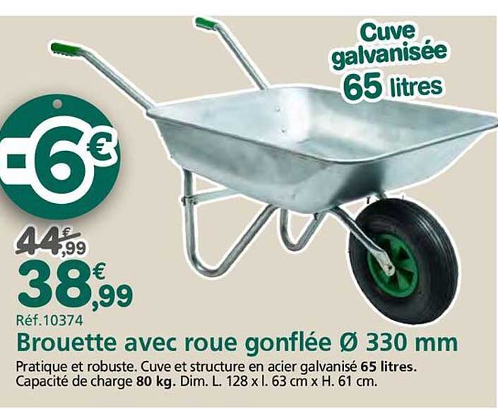 Brouette avec roue gonflée Ø 330 mm