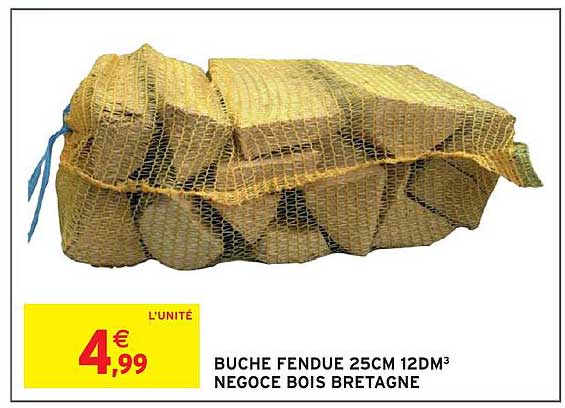 BUCHE FENDUE 25CM 12DM³ NEGOCE BOIS BRETAGNE