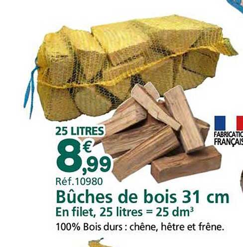 Bûches de bois 31 cm