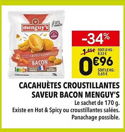 CACAHUÈTES CROUSTILLANTES SAVEUR BACON MENGUY'S