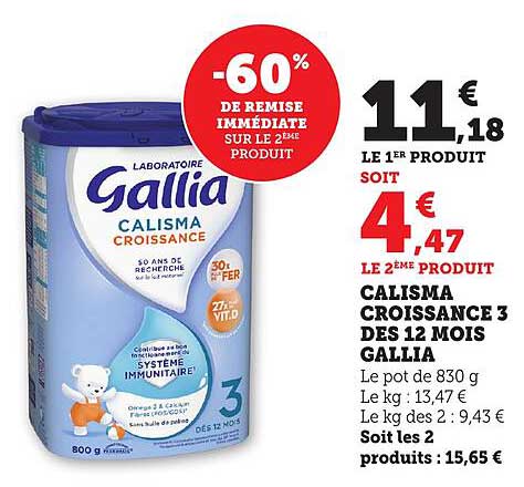 CALISMA CROISSANCE 3 DES 12 MOIS GALLIA