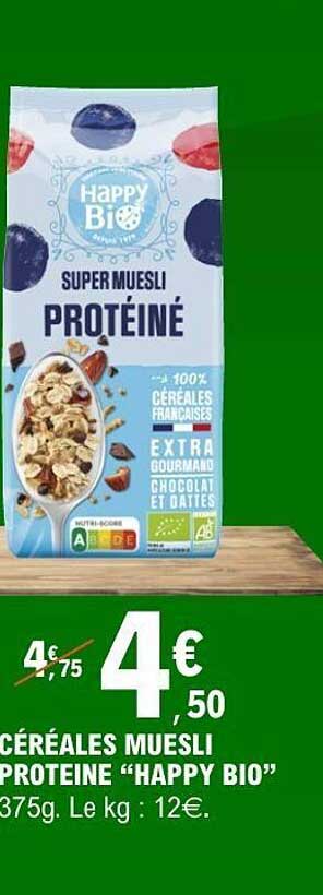 CÉRÉALES MUESLI PROTEINE “HAPPY BIO”