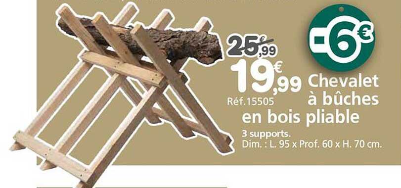 Chevalet à bûches en bois pliable