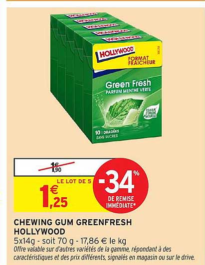 CHEWING GUM GREENFRESH HOLLYWOOD